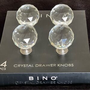 BINO 4 Piece Faceted Crystal Cabinet / Drawer Knobs
